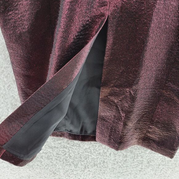 Cinq A Sept Soleil Coctail Dress SZ 2 Metallic Burgundy Red Knee Length Strappy - Picture 6 of 11